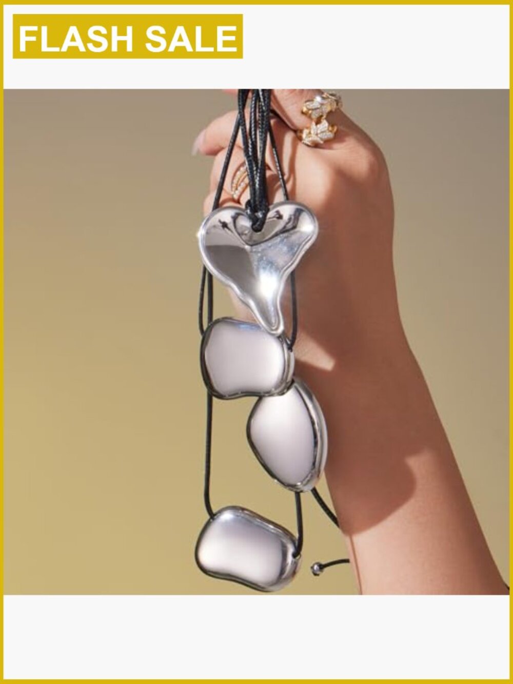 Adjustable Chunky Pendant Necklace Stainless Steel Leather Cord Statement - Picture 4 of 6